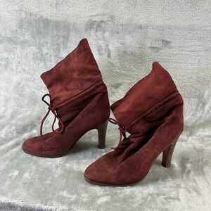 Suede Ankle Boots Women's 5.5 (36) Burgundy Red Stiletto
